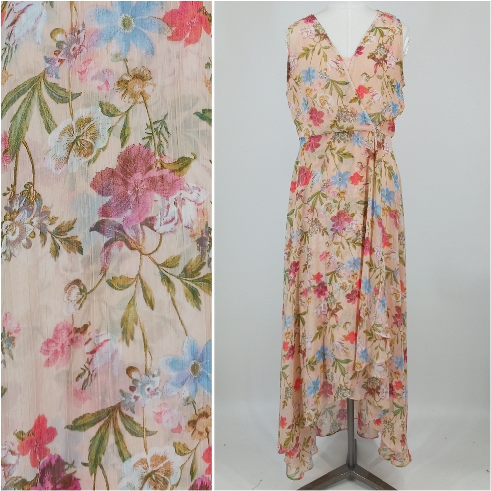 Calvin Klein Floral Chiffon Midi Dress
